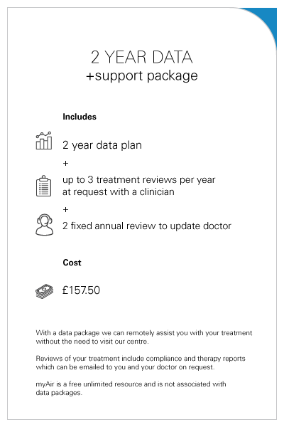 An image showing details of the ResMed 2 year data support package.